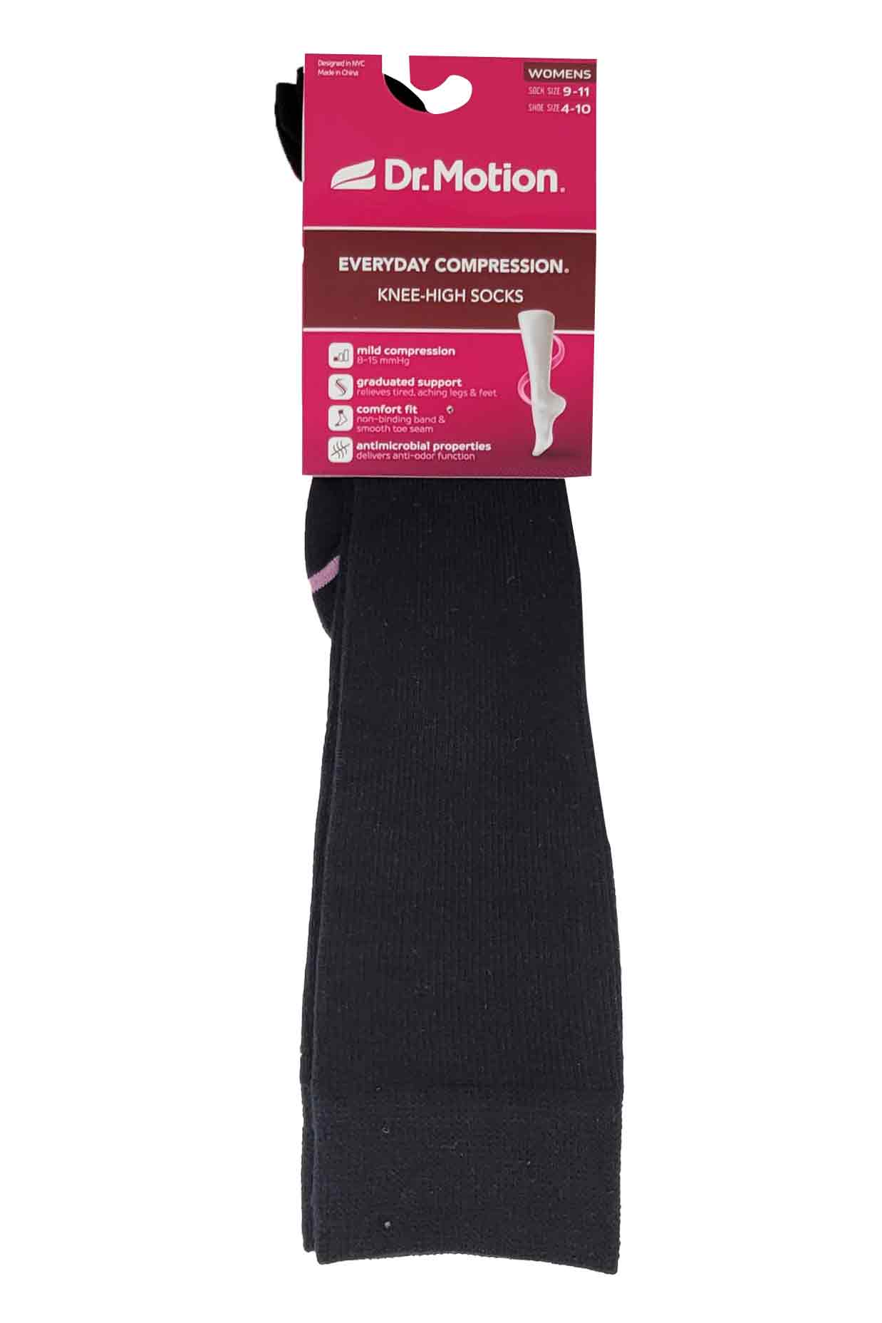 Knee High Compression Socks | Solid Black Color | Womens (4 Pairs)