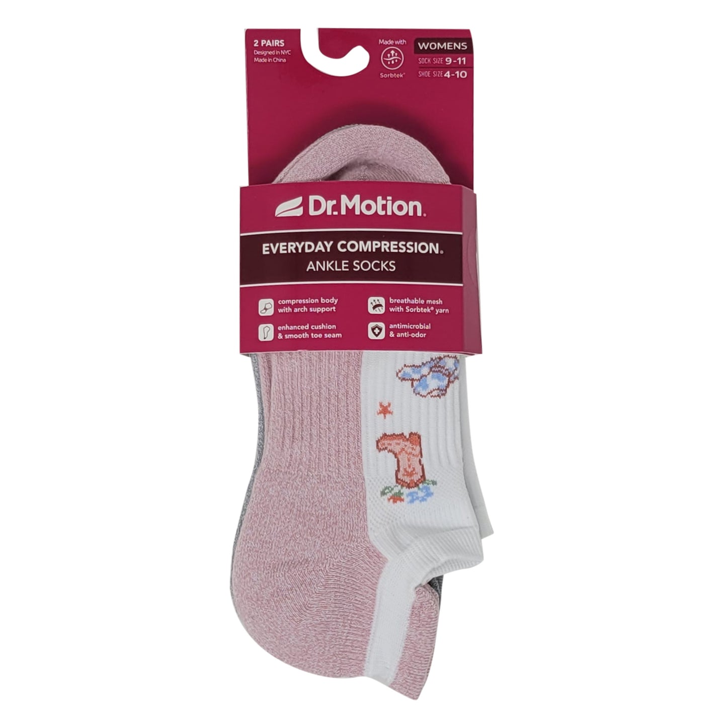 Ankle Compression Socks | Cowgirl| Dr. Motion (2 Pack)