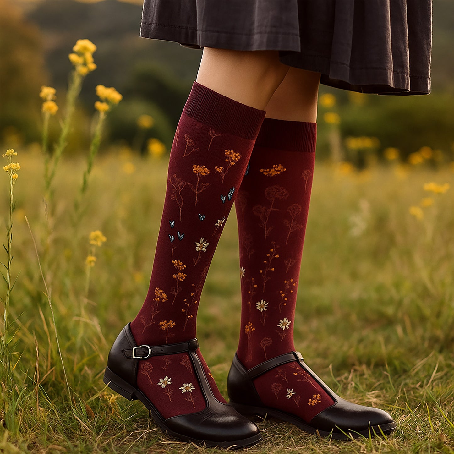 Knee High Compression Socks |Dark cherry| Women's