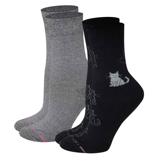 Crew Everyday Comfort Diabetic Socks | Kittens Half-Cushion | Dr Motion ( 2 Pack )