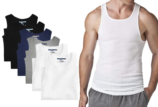 Different Touch Men's Big and Tall Muscle Ribbed Tank Tops Underwear Shirts