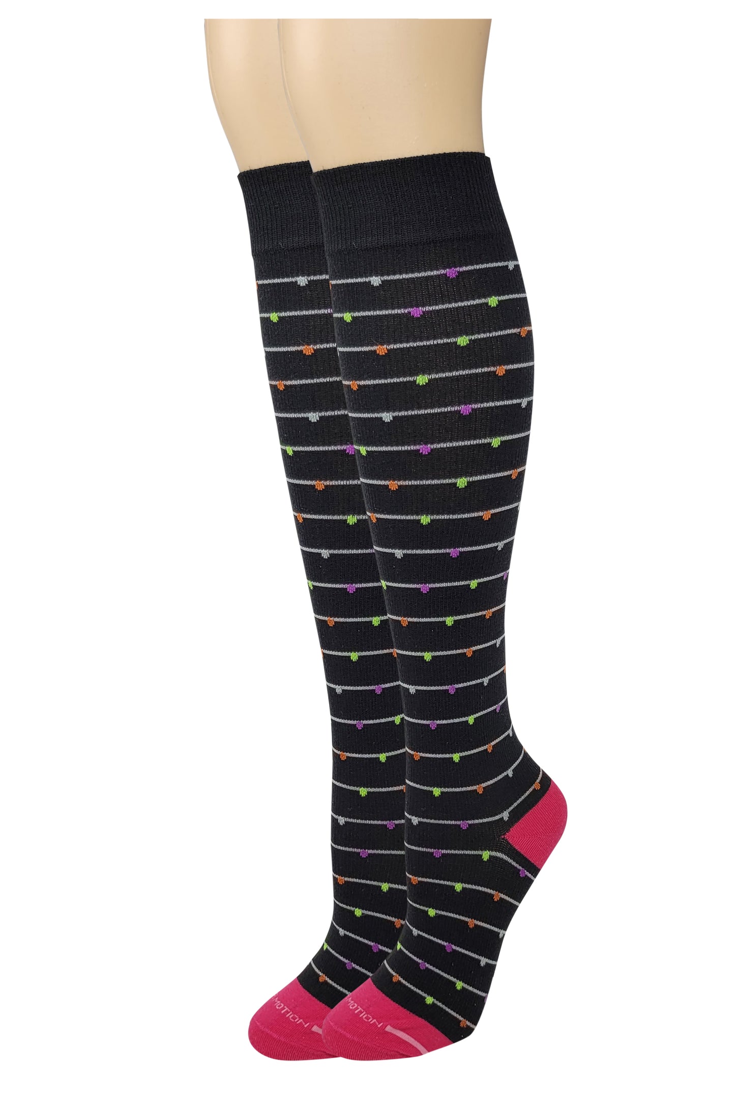 Knee High Compression Socks | Stripes with Dots | Women's (1 Pair)