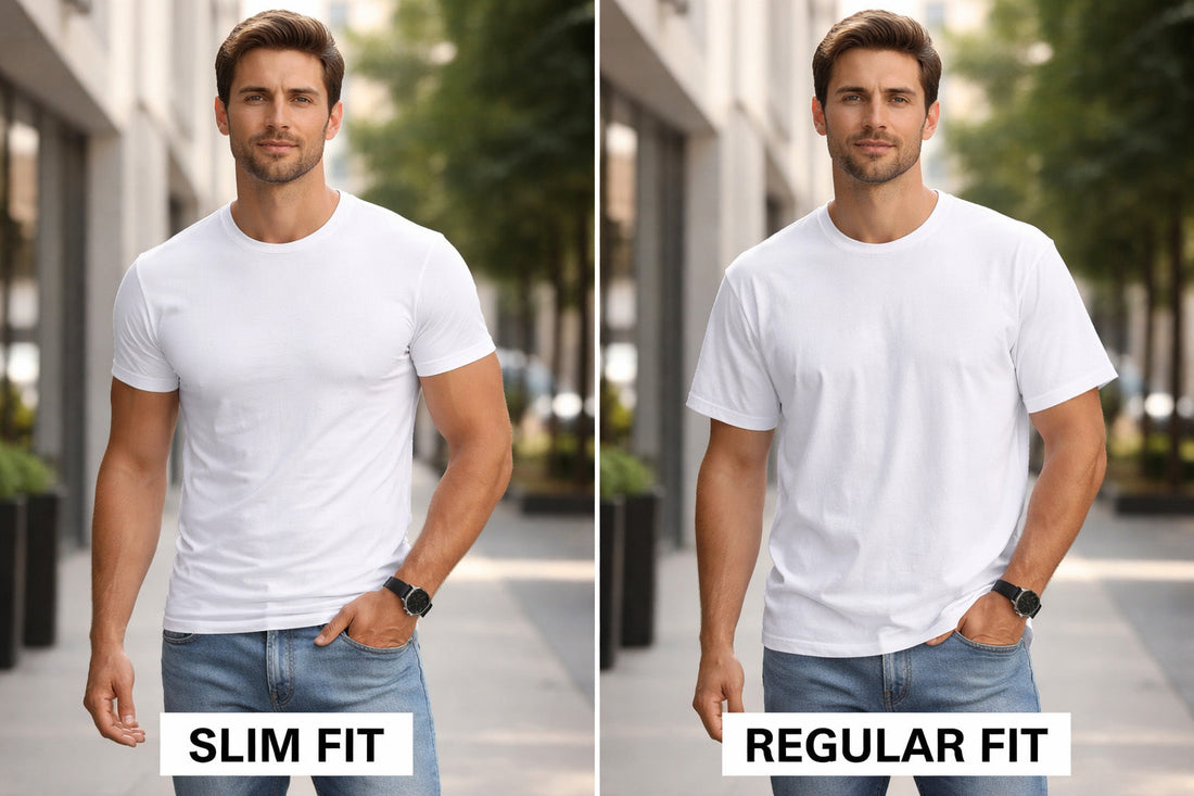 slim fit vs regular fit t shirt comparison men white t shirt fit difference