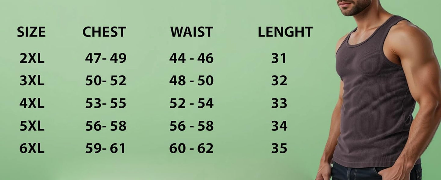 Muscle Ribbed Undershirts Tank Tops A-shirts Assorted Colors| BIG and TALL   | Men's (6 Pack )