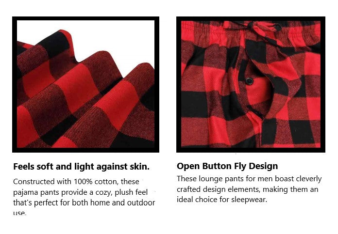 Cotton Lounge Pajama Pants for Men | Plaid S-6XL | Different Touch