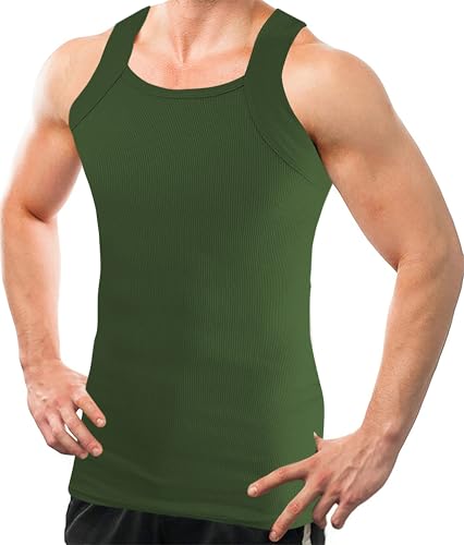 Square Cut G-unit Tank Top| Muscle Rib Basic Color A-Shirts | Men's
