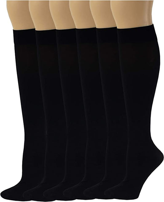 Knee High Trouser Socks | Different Touch Women's Opaque (6 Pairs)