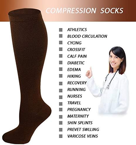Compression Knee High Socks | Cotton Graduated solid color | Women (6 Pairs)
