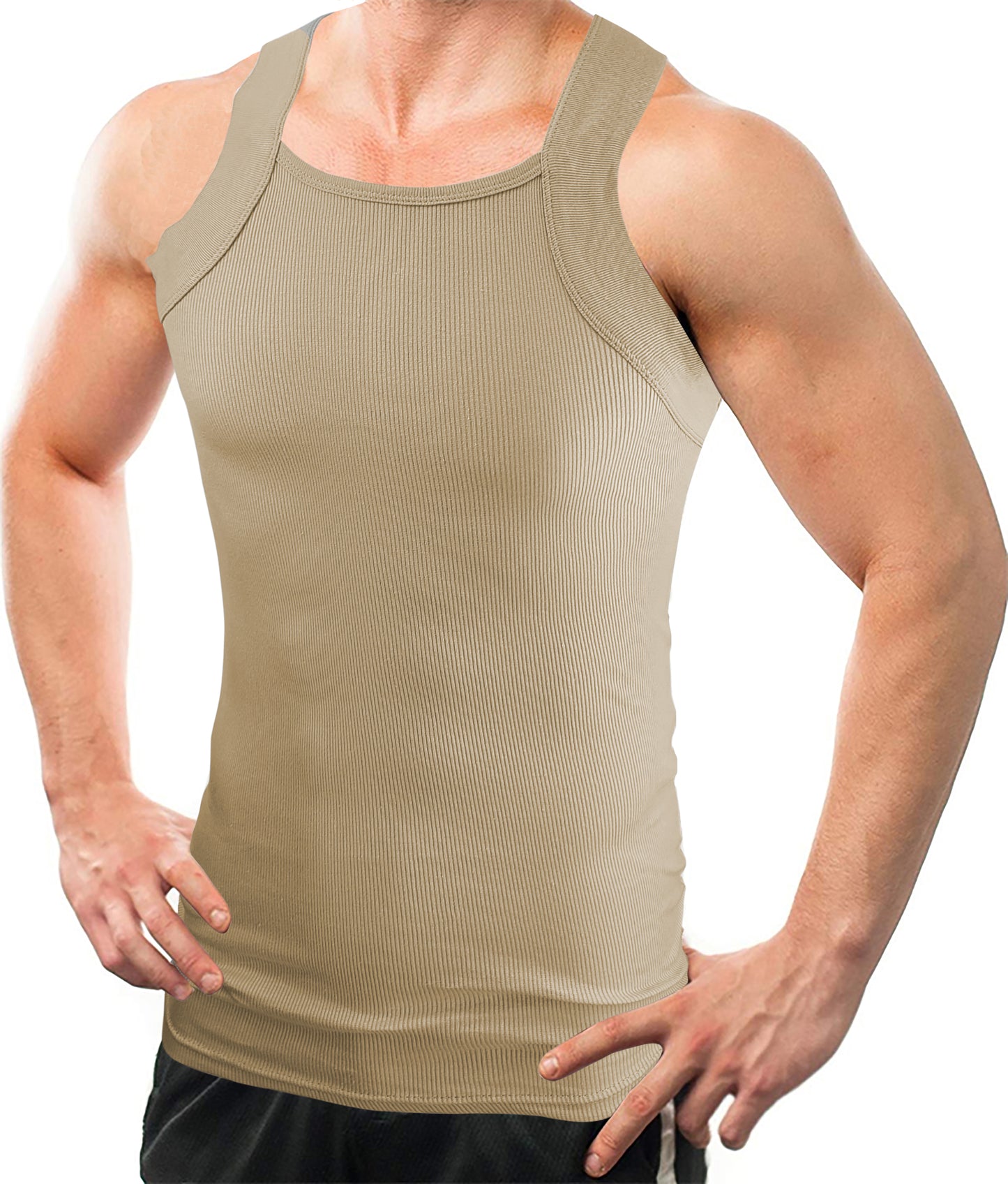 Square Cut G-unit Tank Top| Muscle Rib Basic Color A-Shirts | Men's