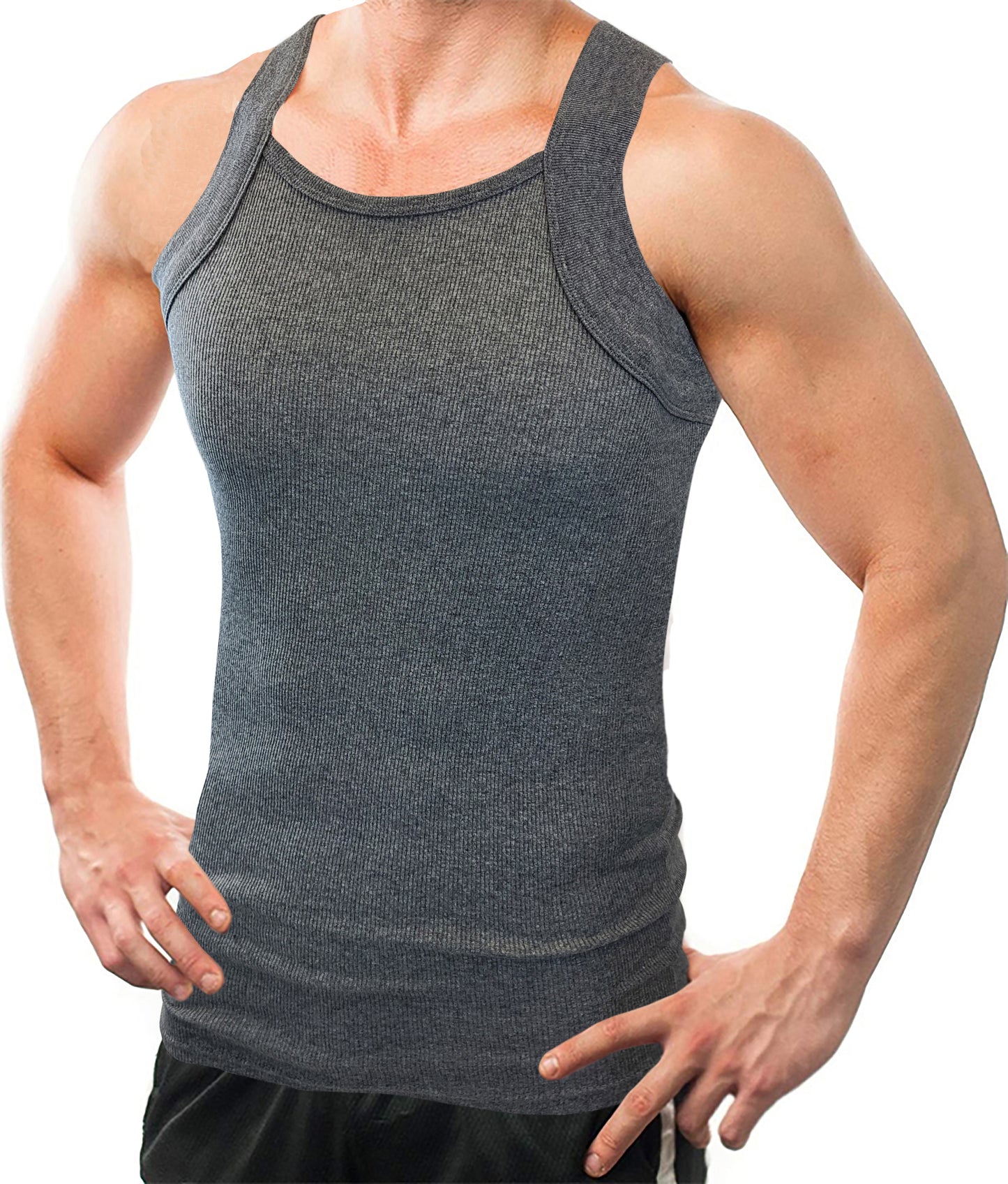 Square Cut G-unit Tank Top| Muscle Rib Basic Color A-Shirts | Men's