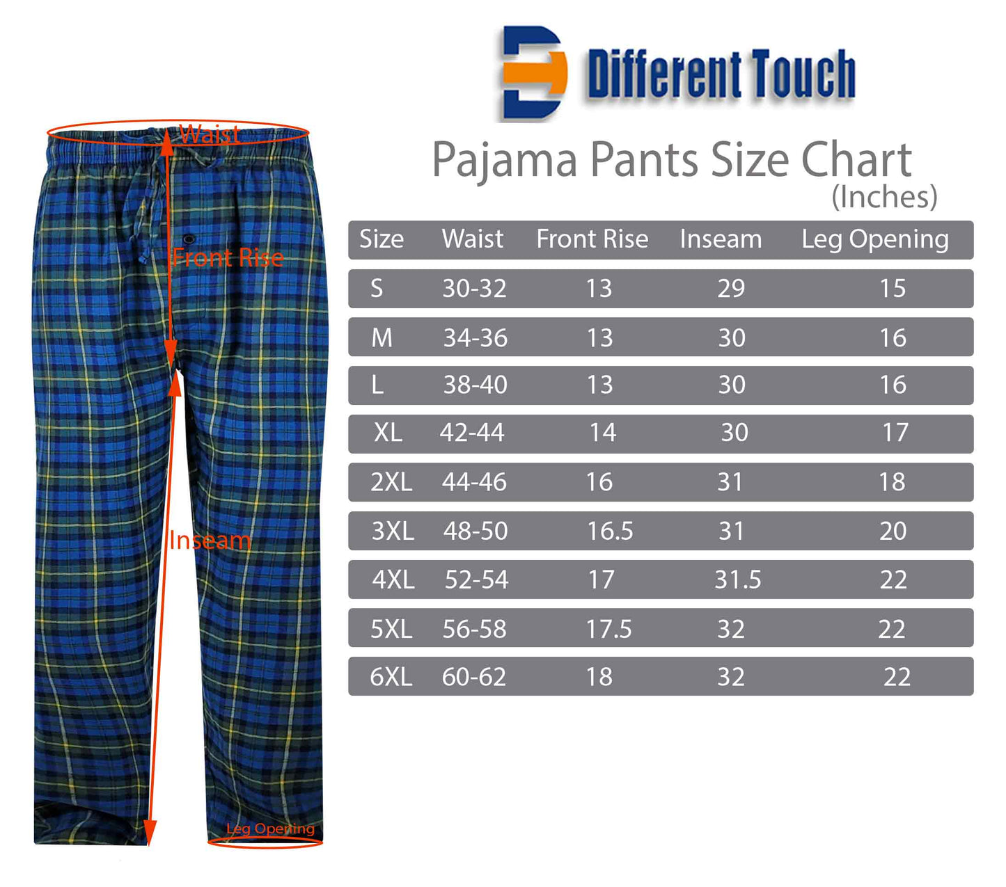 Cotton Lounge Pajama Pants for Men | Plaid S-6XL | Different Touch