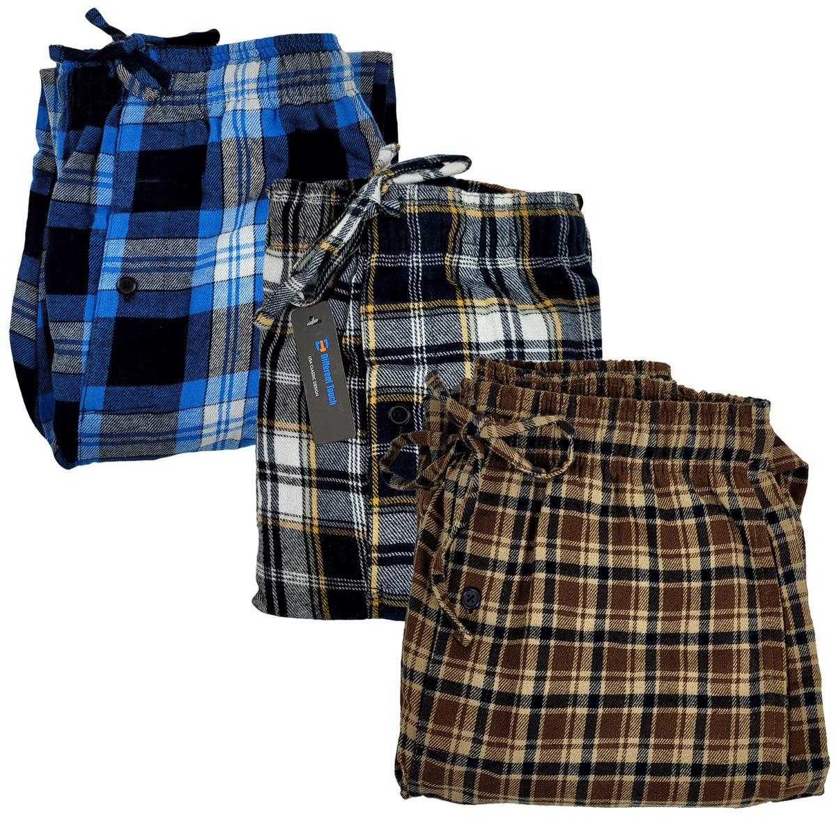 Men's Cotton Lounge Pajama Pants in S-6XL Sizes - Explore the Big and Tall Collection | Three-Pack  Different Touch