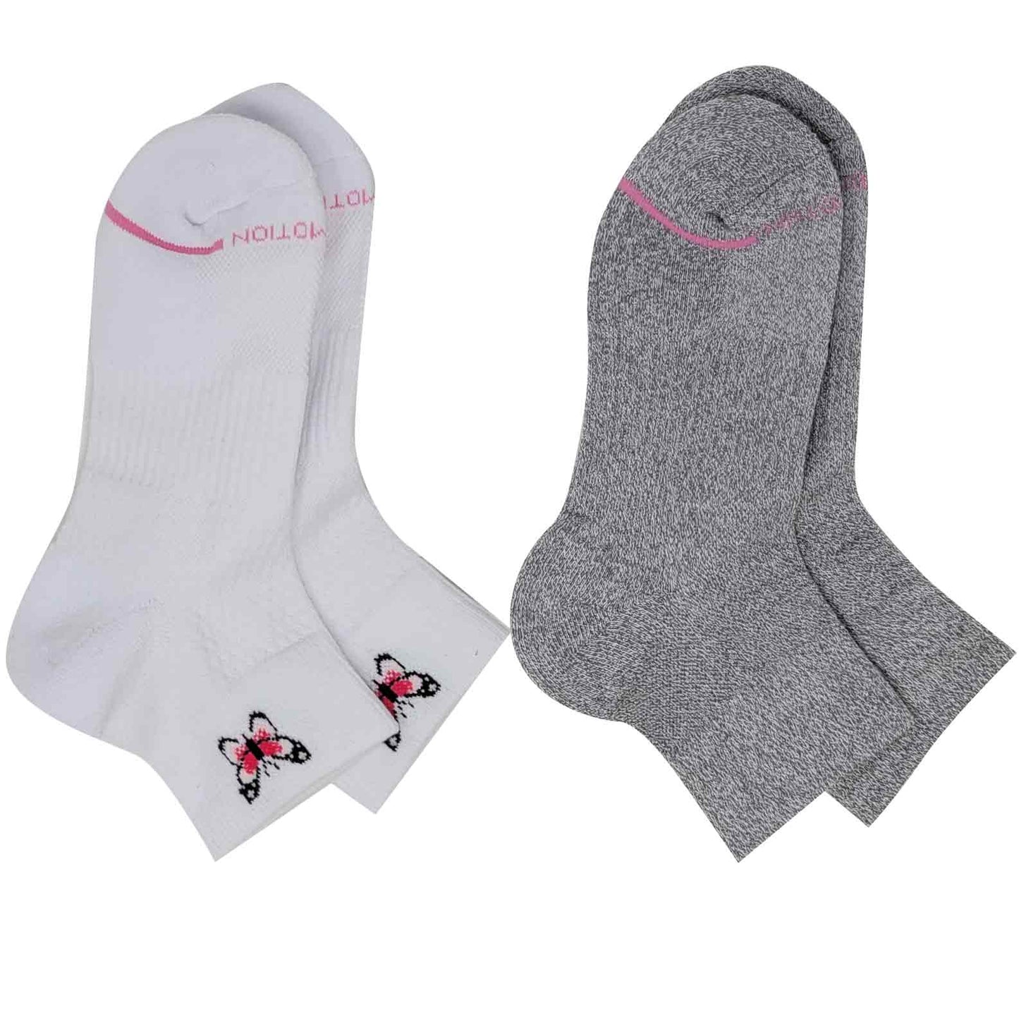 Quarter Compression Socks | Dr Motion Half-Cushion | Placed Butterfly (2 Pack)