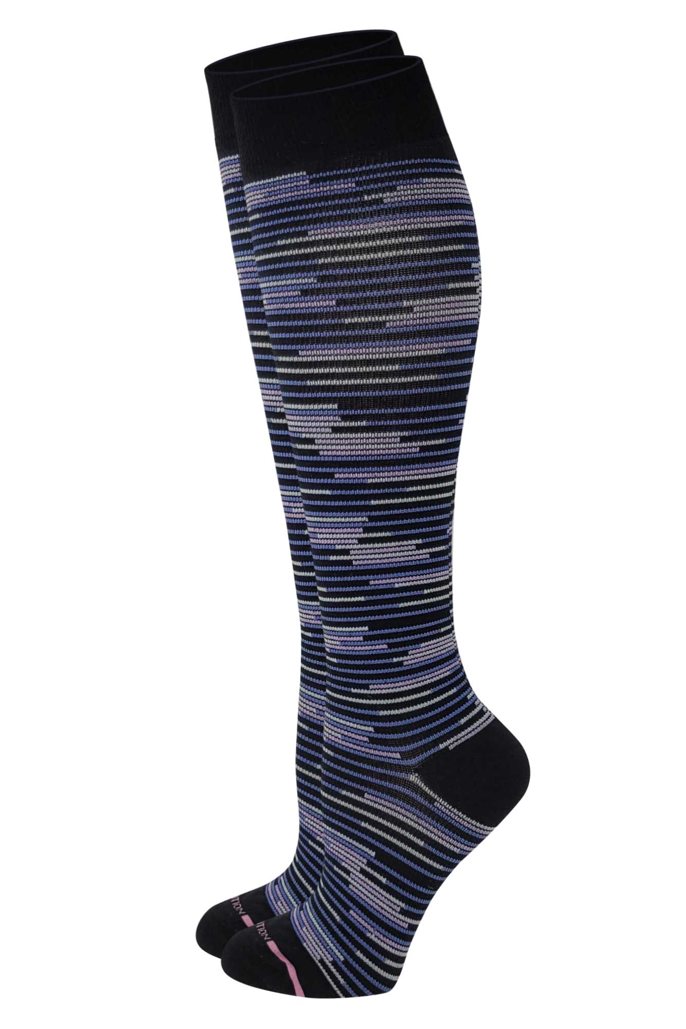 Knee High Compression Socks | Colorful Stripes Design | Women's (1 Pair)
