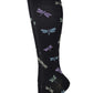 Knee High Compression Socks | Tossed Dragonfly Design | Women's (1 Pair)