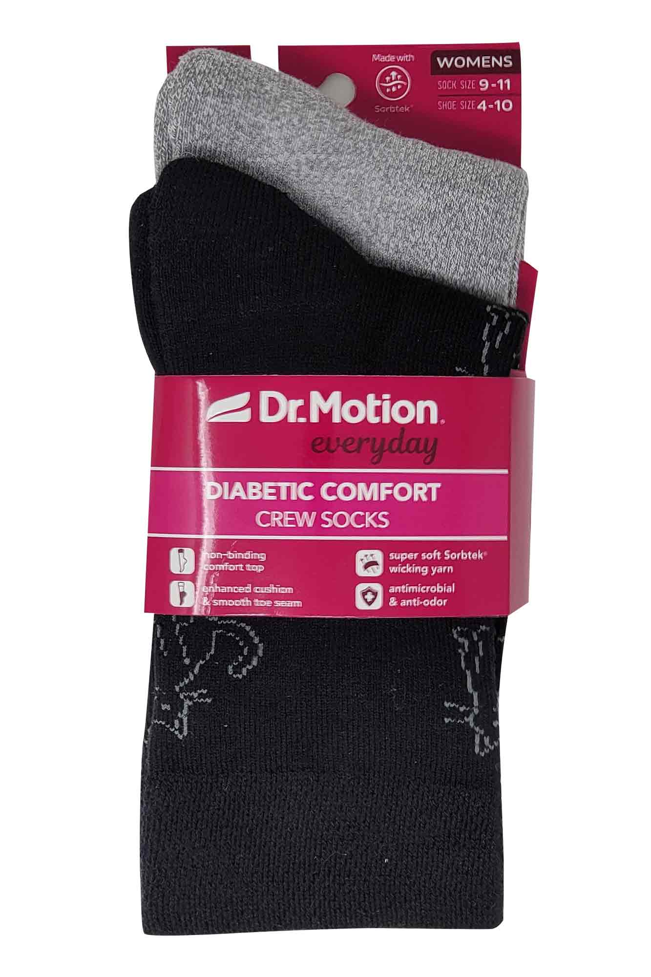 Crew Everyday Comfort Diabetic Socks | Kittens Half-Cushion | Dr Motion ( 2 Pack )