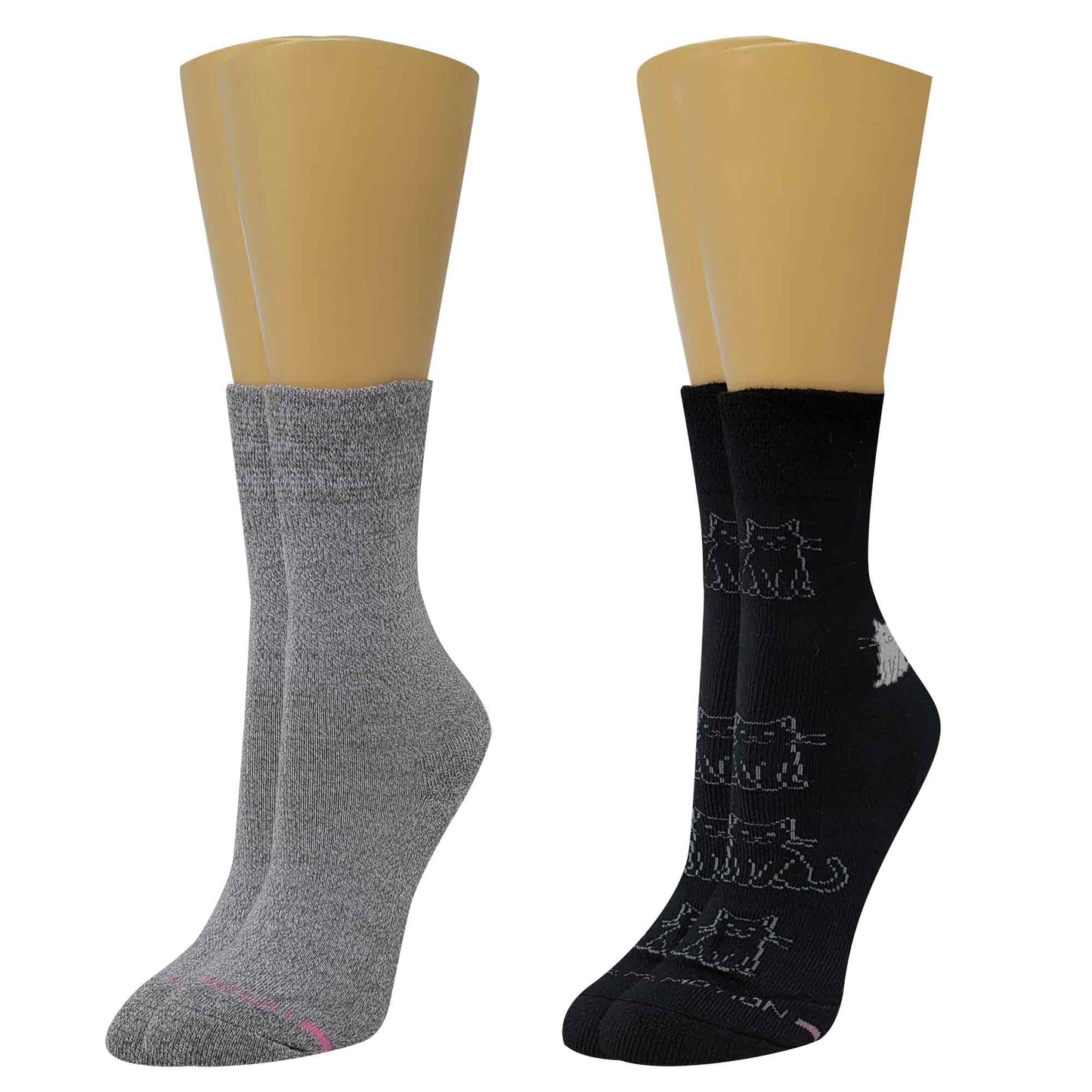 Crew Everyday Comfort Diabetic Socks | Kittens Half-Cushion | Dr Motion ( 2 Pack )