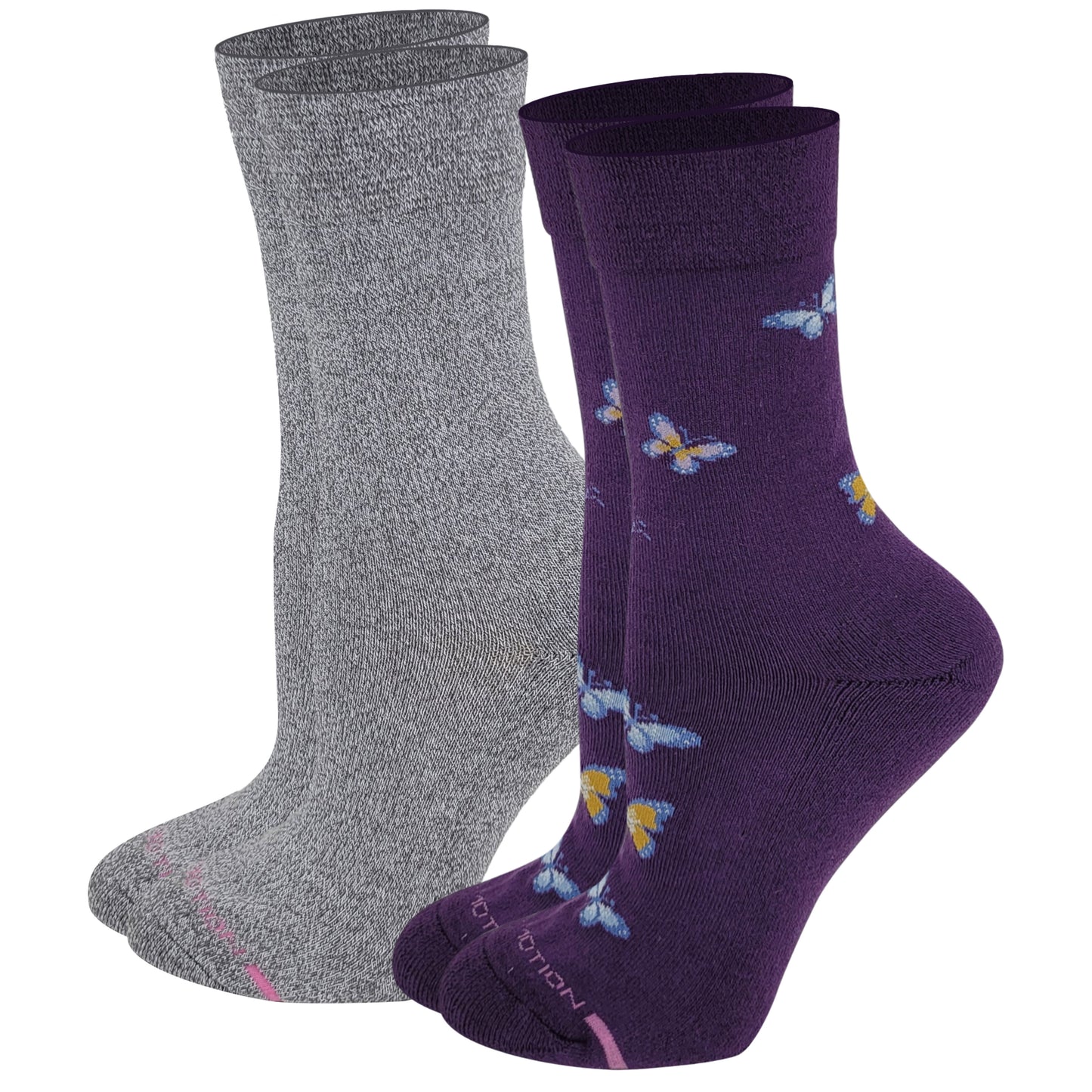 Crew Diabetic Socks | Butterflies Half-Cushion | Dr Motion (2 Pack)