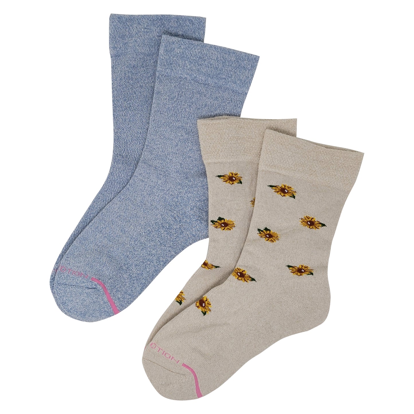 Crew Diabetic Socks | Sunflowers Half-Cushion | Dr Motion (2 Pack)