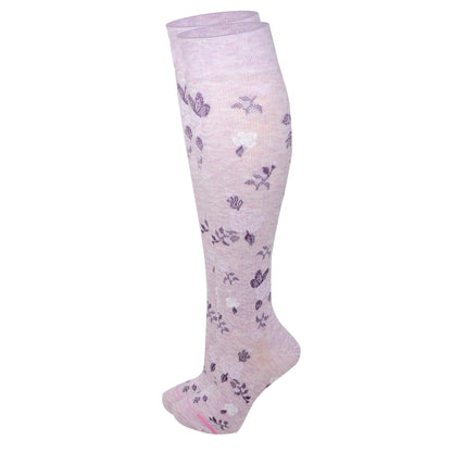 Heather Lilac Floral Knee-High Socks | Everyday Compression Knee-High Socks For Women