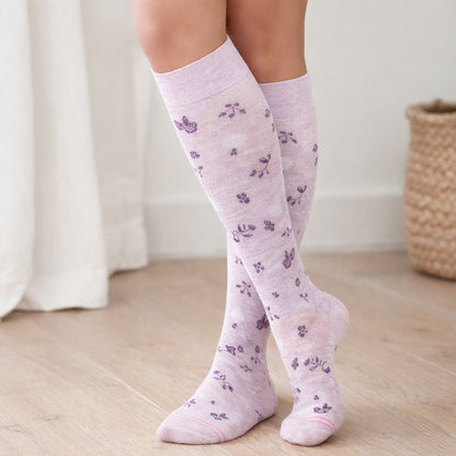 Heather Lilac Floral Knee-High Socks | Everyday Compression Knee-High Socks For Women
