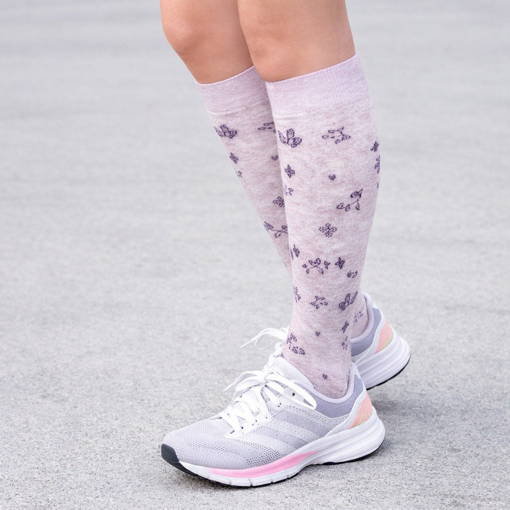 Heather Lilac Floral Knee-High Socks | Everyday Compression Knee-High Socks For Women
