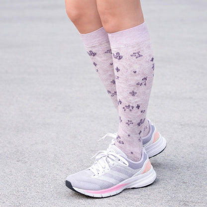 Heather Lilac Floral Knee-High Socks | Everyday Compression Knee-High Socks For Women