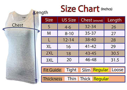 Women's Ribbed Tanks Tops Size Chart