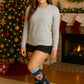 Colorful Merry Christmas women’s socks – knee-high cozy polyester spandex blend