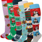 Knee High Socks | Christmas Novelty Design | Womens (6 Pairs)