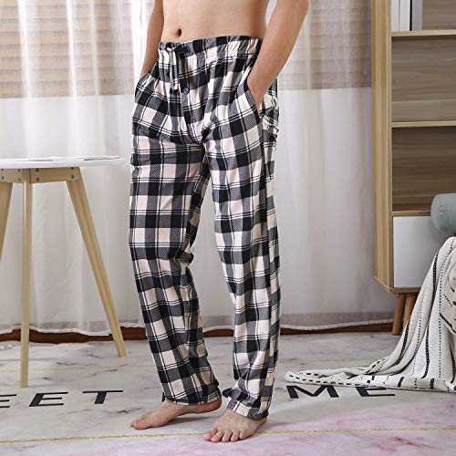 Men’s microfleece lounge pants with button fly and side seam pockets – soft sleepwear