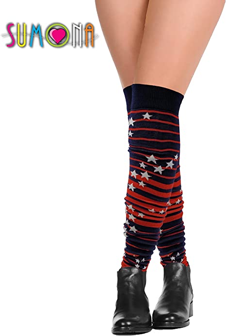 Thigh High Over the Knee Socks | Neon Polka Dot Hearts Color | Women (6 Pairs)