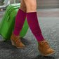 Women’s wool thigh high socks – warm cable knit boot socks set