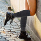 Soft wool blend thigh high socks for women – winter warm over-the-knee length