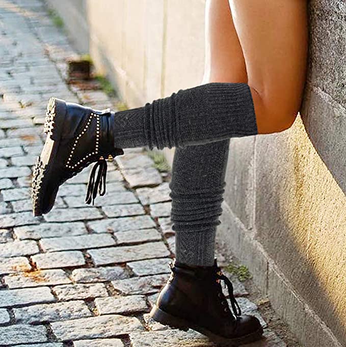Soft wool blend thigh high socks for women – winter warm over-the-knee length