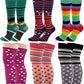 Thigh High Over the Knee Socks | Neon Polka Dot Hearts Color | Women (6 Pairs)