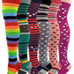 Thigh High Over the Knee Socks | Neon Polka Dot Hearts Color | Women (6 Pairs)