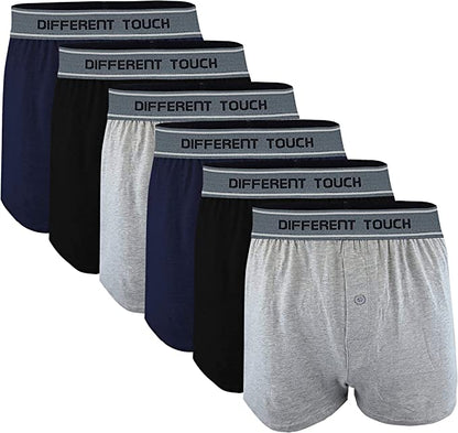 Knit Boxers Underwear | Exposed Waistband | Men's (6 Pack)