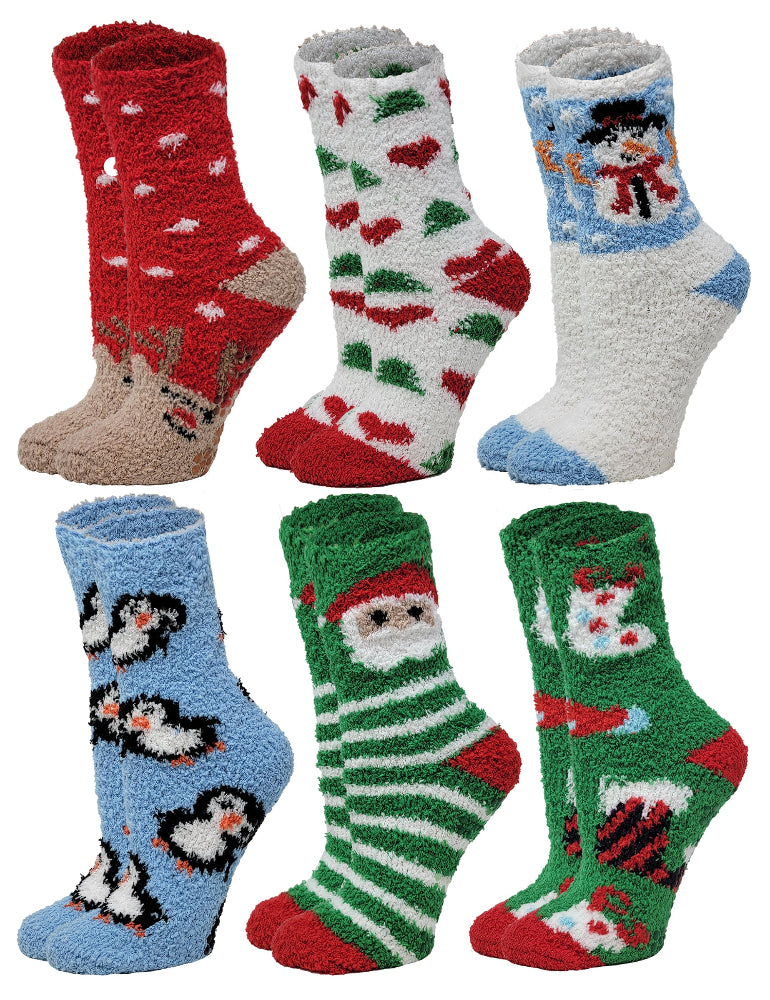 Different Touch unisex cozy home socks with Christmas patterns – 6 pack