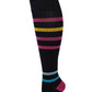 Women Black Stripes Graduated  Compression Knee High Socks