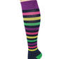 Compression Knee High Socks | Colorful Stripes Design | Women (1 Pair)