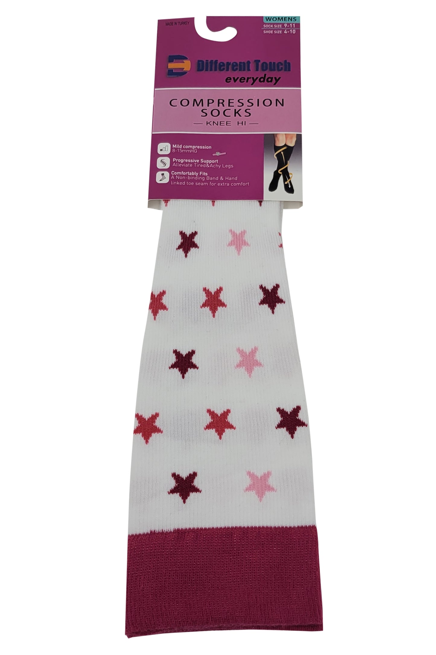 Compression Knee High Socks | Mini Stars Design | Womens (1 Pair)