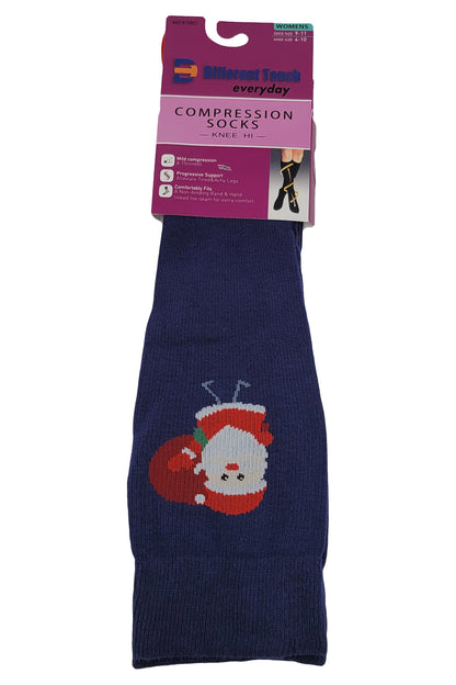 Women’s Christmas Compression Knee High Socks | 8–15 mmHg | Festive Designs (1 Pair)