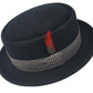 Pork Pie Flat Top Hat | 100% Wool | Robert Pattern Black Lined Band