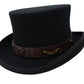 Different Touch Victorian Western Steampunk Top Hat with Leather Band and Chain