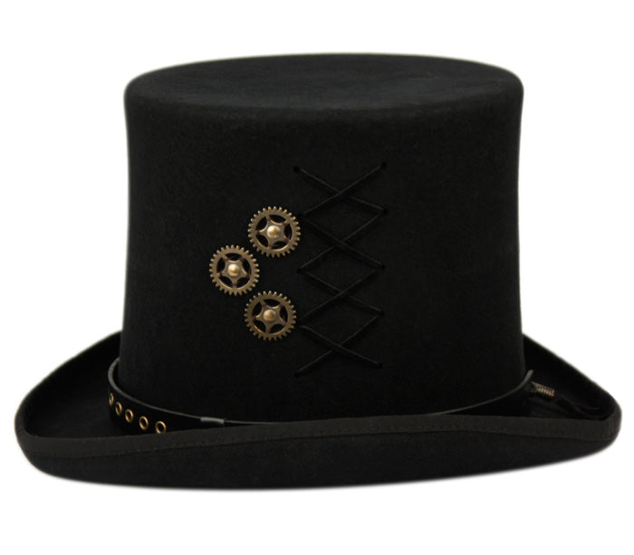 High Crown Top Hat | Perforated Leather Band and Metal Trims | Epoch Men's