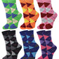 Women’s argyle novelty dress socks – colorful 6 pair crew pack by Sumona