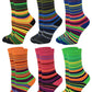 Women’s colorful striped crew socks – Sumona 6 pair novelty pack