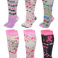 Women’s breast cancer awareness knee-high socks – pink ribbon designs 6 pack
