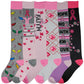 Women’s pink ribbon argyle knee-high socks – breast cancer awareness theme